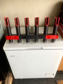 6-Rod Fishing Rod Holder Rack with Red Straps