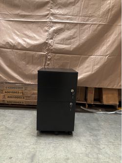 New Assembled 15.5”x18”x27 3 drawer Wooden Rolling Filing Cabinet with Lock. Black