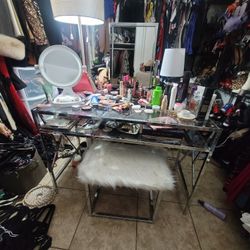 Metal and glass dressing table.