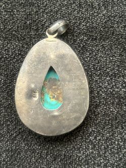 1.5” Sterling Silver Turquoise Stone Pendant