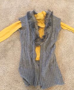 Cardigan and yellow long sleeve shirt