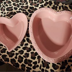 Brand New Pink Heart baking dishes. $10 for both together.