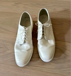 White Leather Lace-Up Oxford Dress Shoes