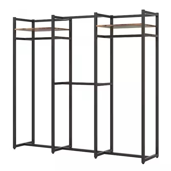 Cynthia Black Freestanding Garment Rack Closet Organizer with Hanging Rods and Storage Shelves