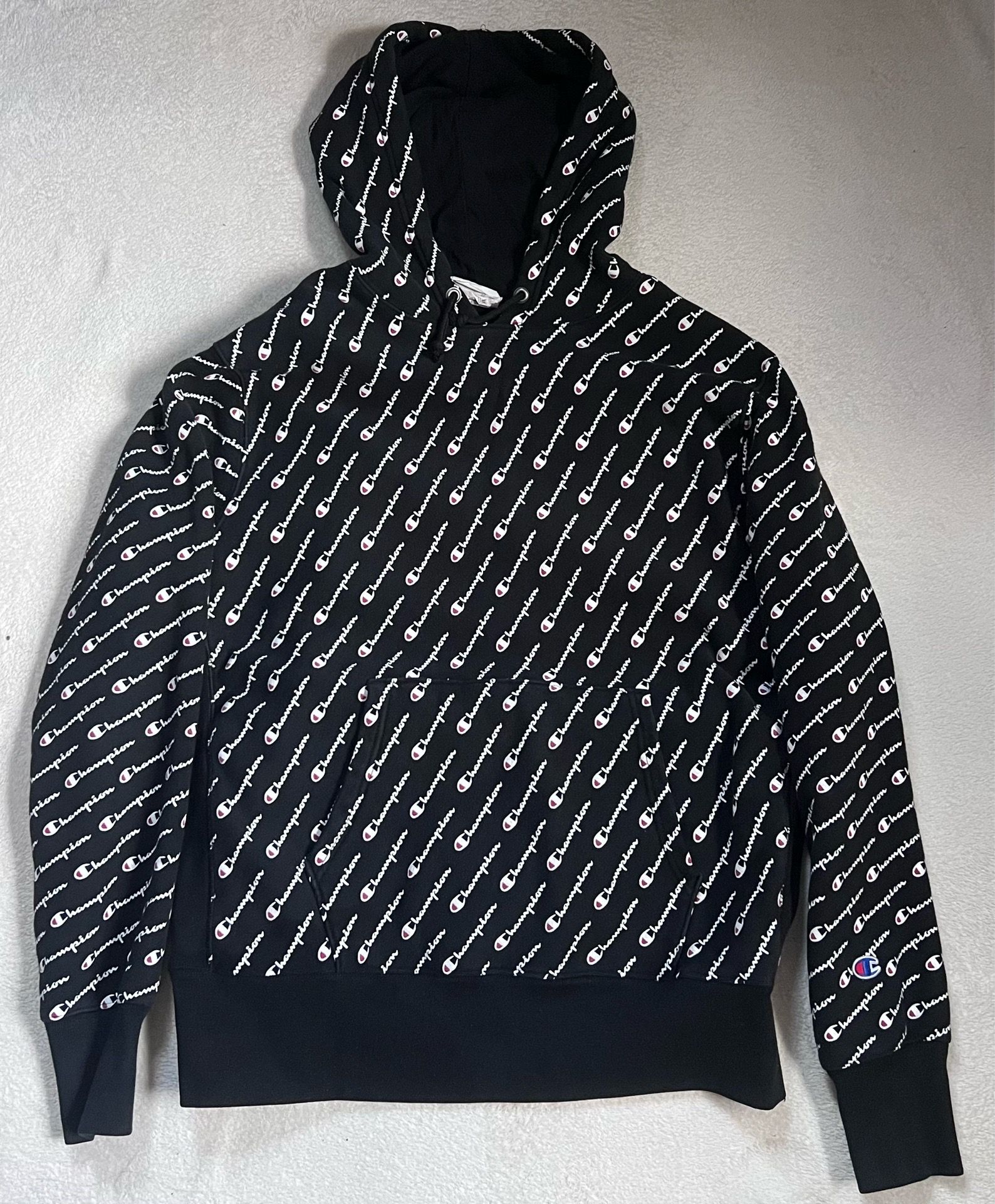 Champion Reverse Weave All Over Logo Hoodie XL Black