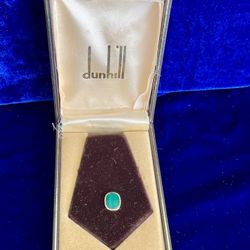 Authentic Dunhill Tie Pin Limited Edition Malachite 925 Silver NOS Full Set