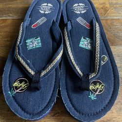 Nikky USA Blue Flip Flops With Patches