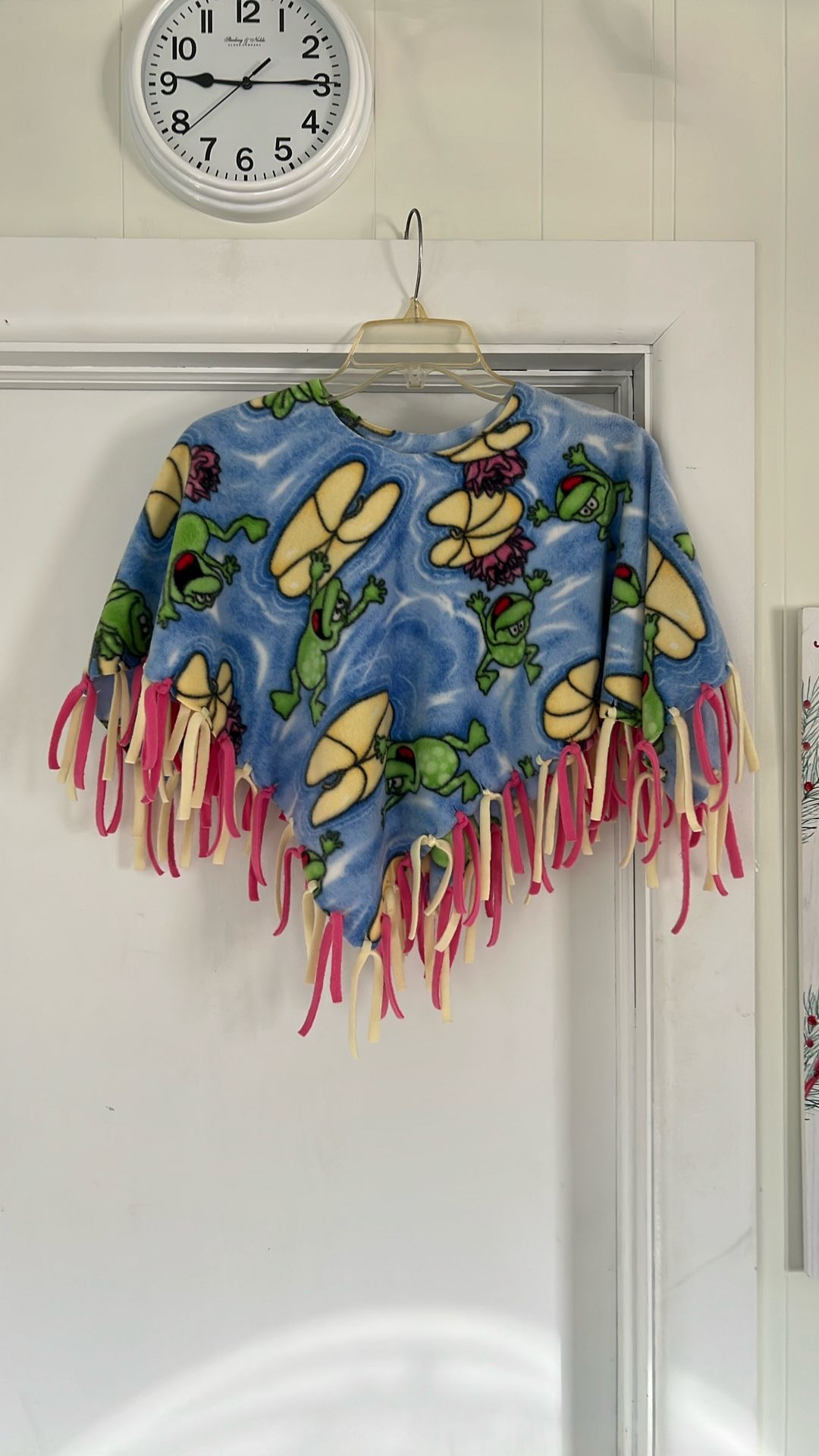Handmade Girls Poncho Frogs Size Med