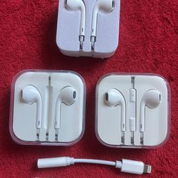 Lot 3 GENUINE AUTHENTIC APPLE EARBUDS EARPHONES HEADPHONE W/ Adapter For iPhone & More ... ‼️ Price Is FIRM ‼️