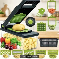 22pcs/16pcs Vegetable Chopper: Multifunctional Food Slicer Dicer Cutter With 8 Blades, Grey Container Included Convenient Cutting Of Food In The Kitch