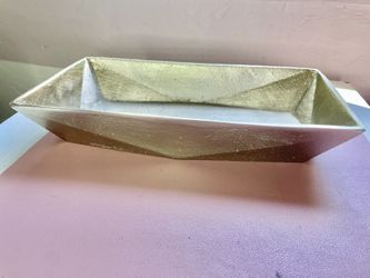 Unique Silver Metal Geometric Rectangular Tray