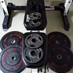 Bench Press Rack + Weights