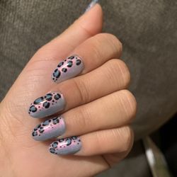 blue leopard print nails🫰🏼