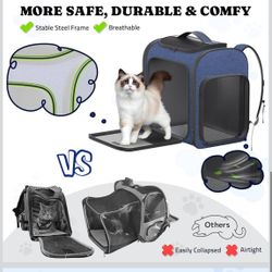 🌟 Dog Backpack Carrier Dog Carrier with Anti-Scratch Mesh with Great Ventilation, Large Pet Carrier Backpack for Small Dogs & Large Cats, Foldable De
