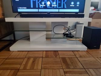 COASTER TV Stand with Alternating Glass Shelves Glossy White and Clear

