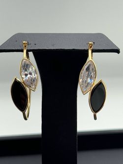 14k yellow gold stone hoop earrings
