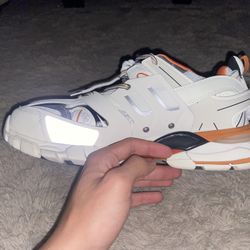 BALENCIAGA White & Orange Track Sneakers