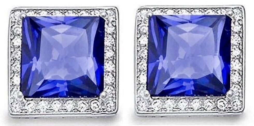 Tanzanite & Diamond Earrings ~ 4.5ct Princess Cut
