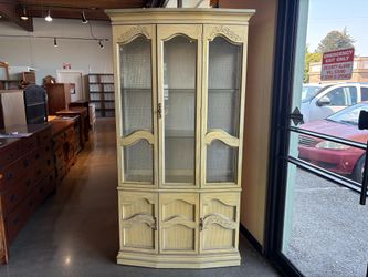 French Country Style Butter Yellow Hutch