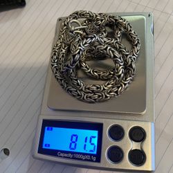 Vintage, Designer BA Suarti 5.5 mm Byzantine Chain Necklace Sterling Silver 81.5 Grams 