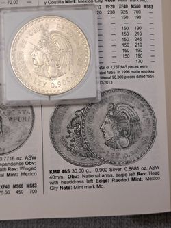 Mexico 5 Pesos Cuauhtemoc Silver