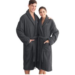 Herringbone Bathrobe 100% Turkish Cotton unisex blue L/XL Robe men’s women’s  I would call this color denim. 