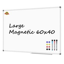 Extra Large 60" x 40" Magnetic Dry Erase White Board - Wall Mounted Whiteboard with Pen Tray, Aluminum Message Presentation Memo Board