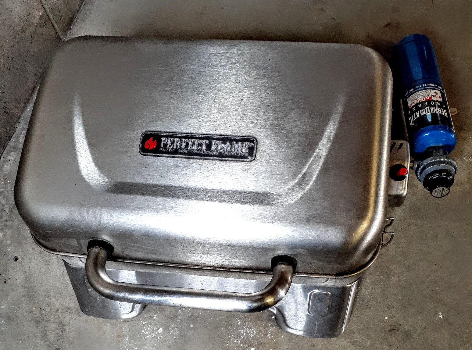 Perfect Flame stainless grill.