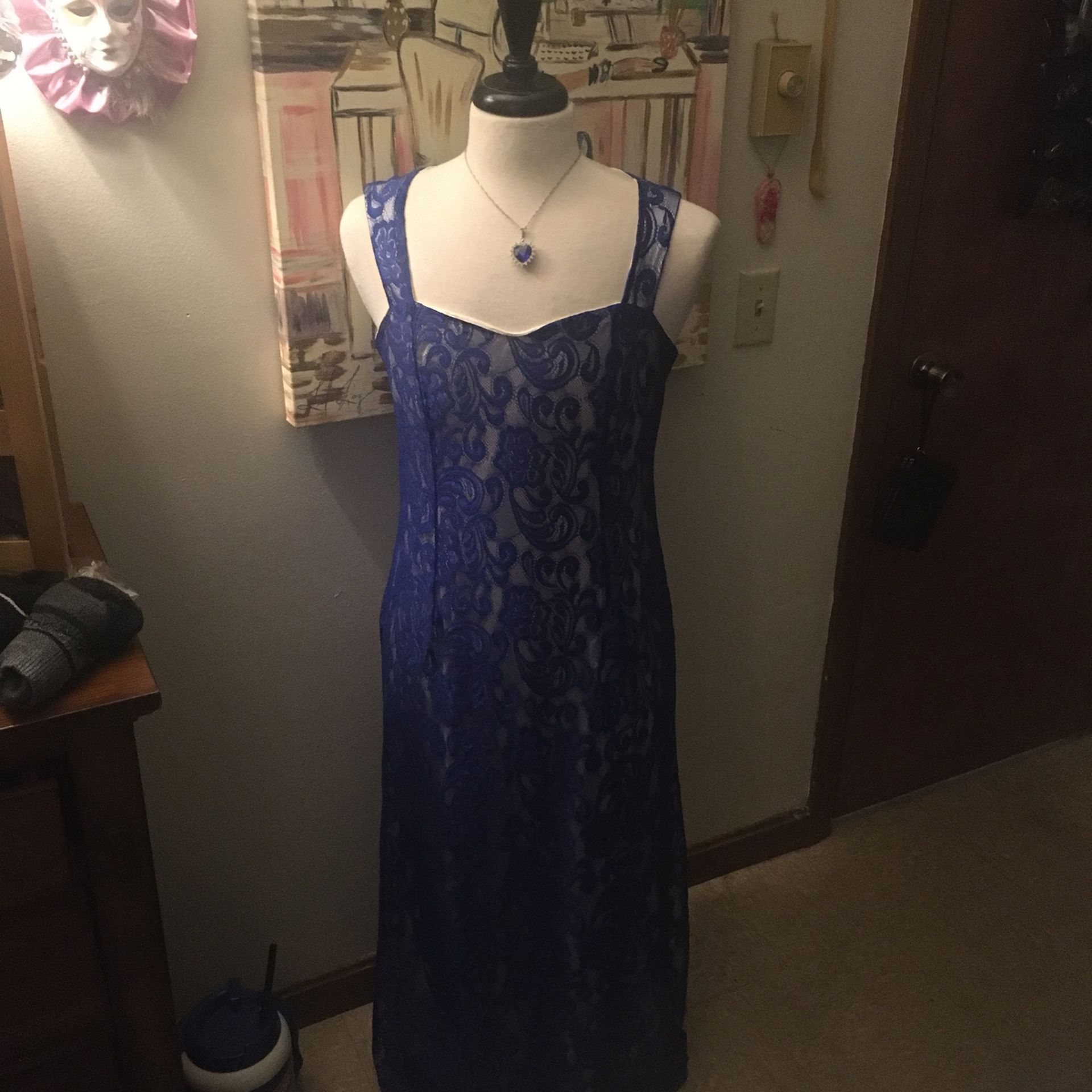Royal Blue Long Dress Sz L -XL