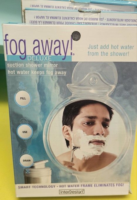 New!! Fog Away Stick Up Mirror For Shower 