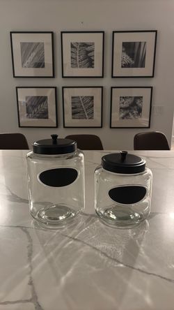 Glass Storage Jars with Black Lids Set of 2