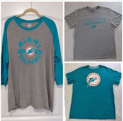 3 PCS XL Miami Dolphins Shirt/ 3/4 Sleeve Raglan Shirt Mens Nike NFL Team Apparel/'47