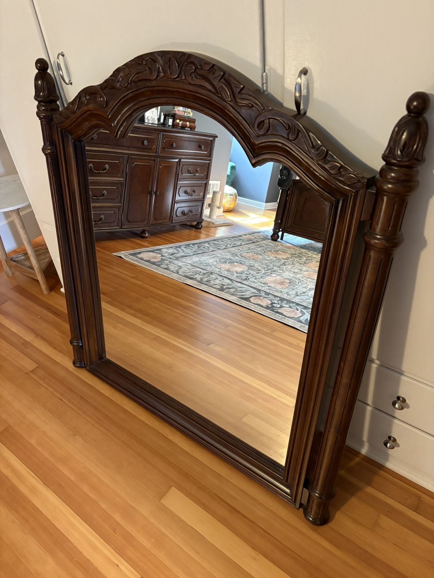 LARGE Ornate Antique Wood Mirror