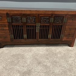 Solid Craft Wood TV Stand With Drawers