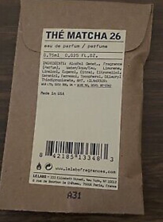 Le Labo THE MATCHA 26 EDP Splash Sample 0.75 ml/0.025 fl oz NEW•SEALED•AUTHENTIC