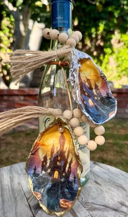 Handmade oyster shell ornaments – haunted house/Halloween decor/host hostess gift