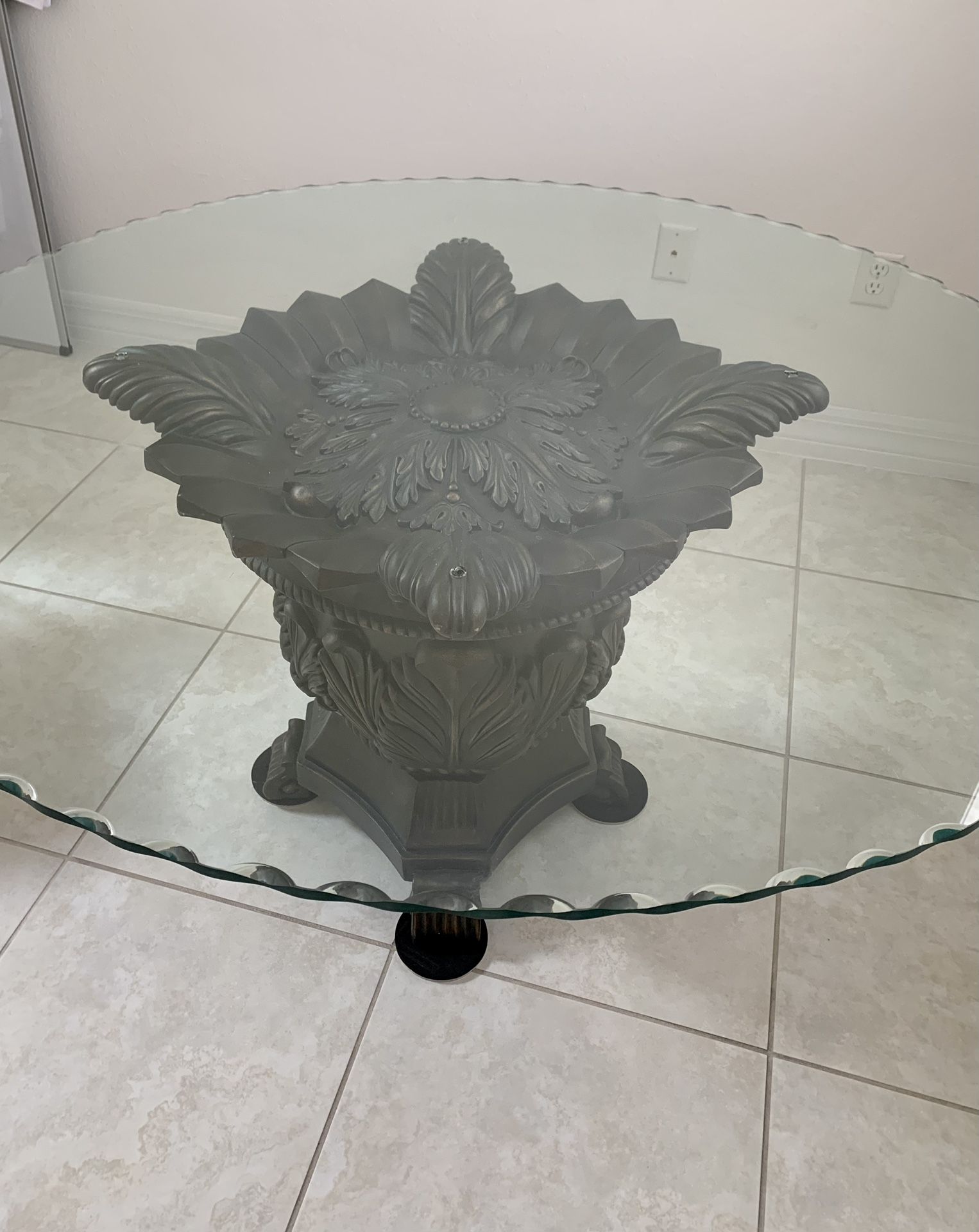 Beveled glass dining table