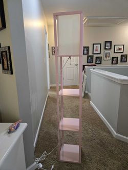 Pink Floor Lamp with Shelves