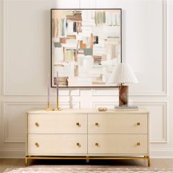 CB2 Shagreen 58" Warm White 4-Drawer Dresser