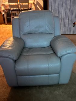 Manual leather blue recliner