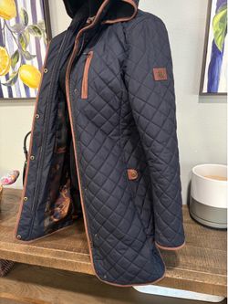 Lauren Ralph Lauren hooded quilted faux suede trim coat