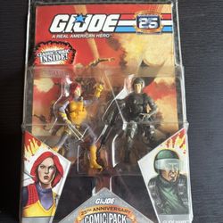 VINTAGE GI JOE 25TH ANNIVERSARY SCARLETT & HAWK FIGURE DOOMSDAY COMIC 2-PACK MOC