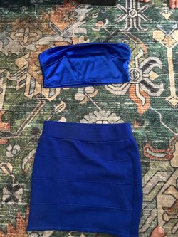 Royal Blue Bandeau Top and Mini Skirt Set