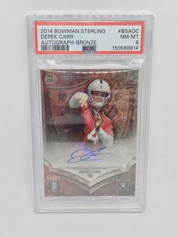 2014 Bowman Sterling Derek Carr Bronze Rookie Autograph PSA 8 POP 3 RC Auto /99