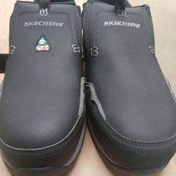 SKECHERS  STEEL TOE WORKBOOT. BLACK SIZE 9.. with all Cooled Memory Foam. 