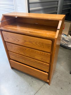 Wood 4-Drawer Dresser with Open Shelf