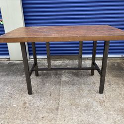 Table - Wood Top, Metal Base. Used. 