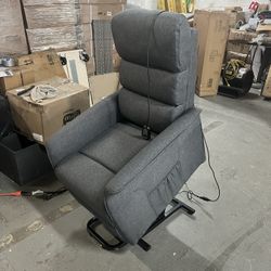 Power Lift Recliner Chair for Elderly, Easy Assembly, Fabric Lift Chair with Remote Control, Side Pockets for Living Room, Gray