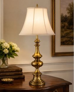 Vintage Brass Table Lamp Attributed to Stiffel Style No Shade