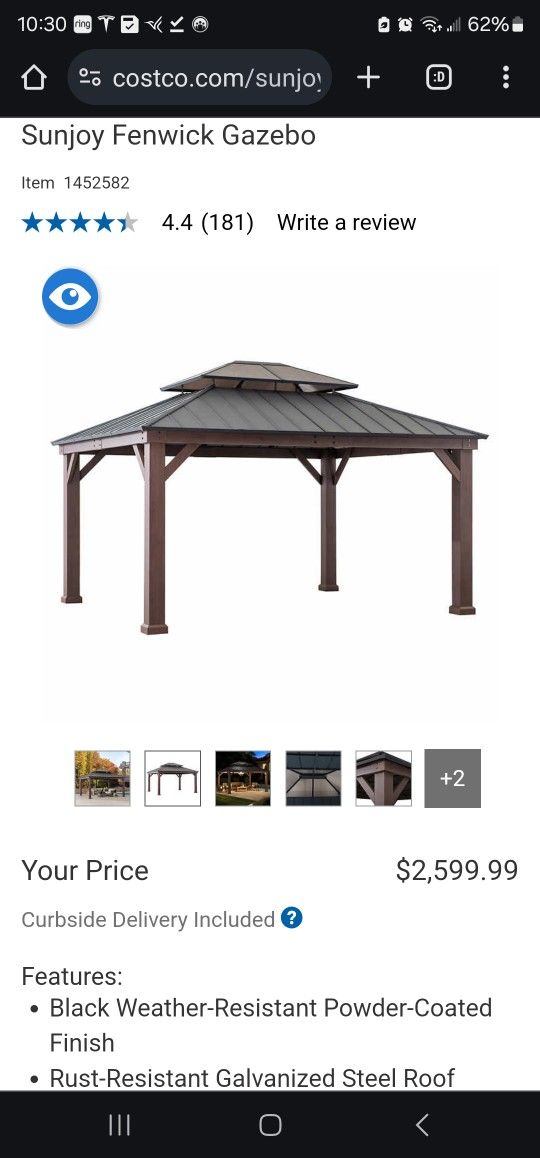Sunjoy Fenwick Gazebo Costco